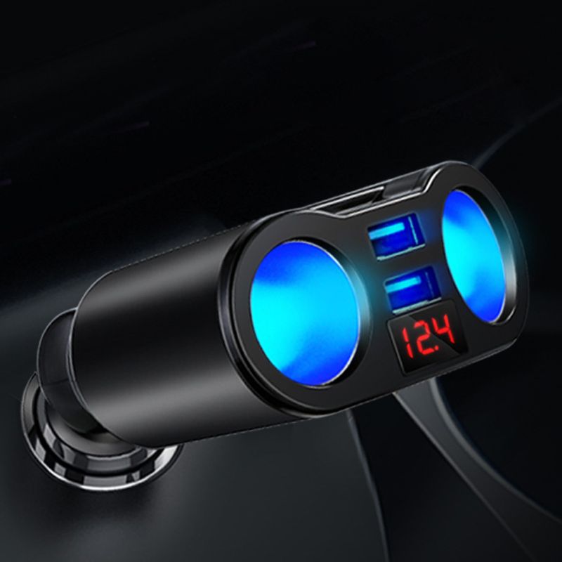 12V 24V Car 2 Way Power Socket Splitter QC3.0 Dual USB Charger LED Voltmetr For Mobile Phone Tablet GPS SUV Truck - KELE SHOP