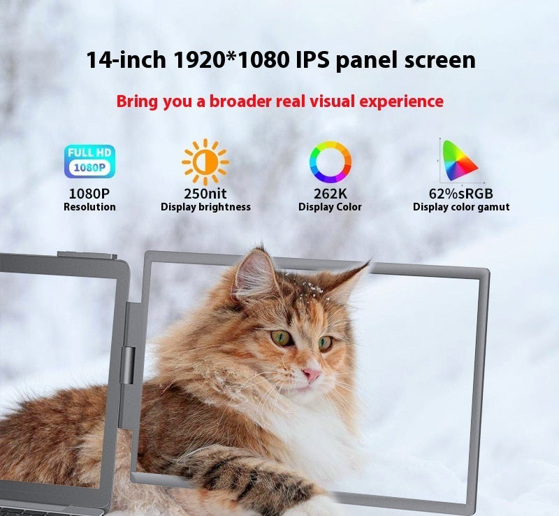 14-inch Dual-screen Portable Monitor Laptop With Wall-mounted External Expansion Screen Dual-screen Portable Screen - KELE SHOP