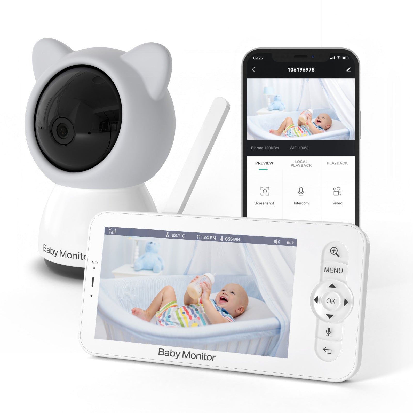 Monitor para bebés de 5 pulgadas y 1080p