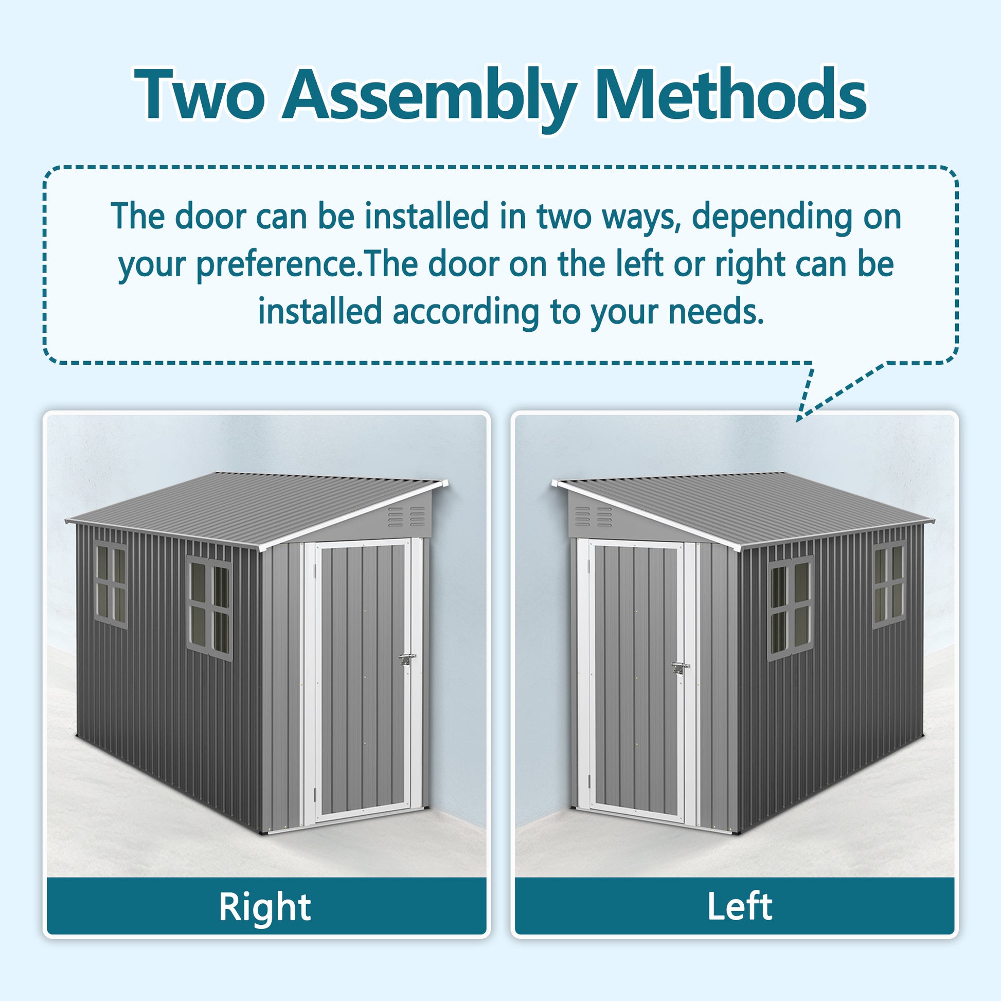 4x10 FT Galvanized Steel Outdoor Shed  Weatherproof Lockable Storage For Tools, Bikes And Pets,With Sloping Roof And Windows