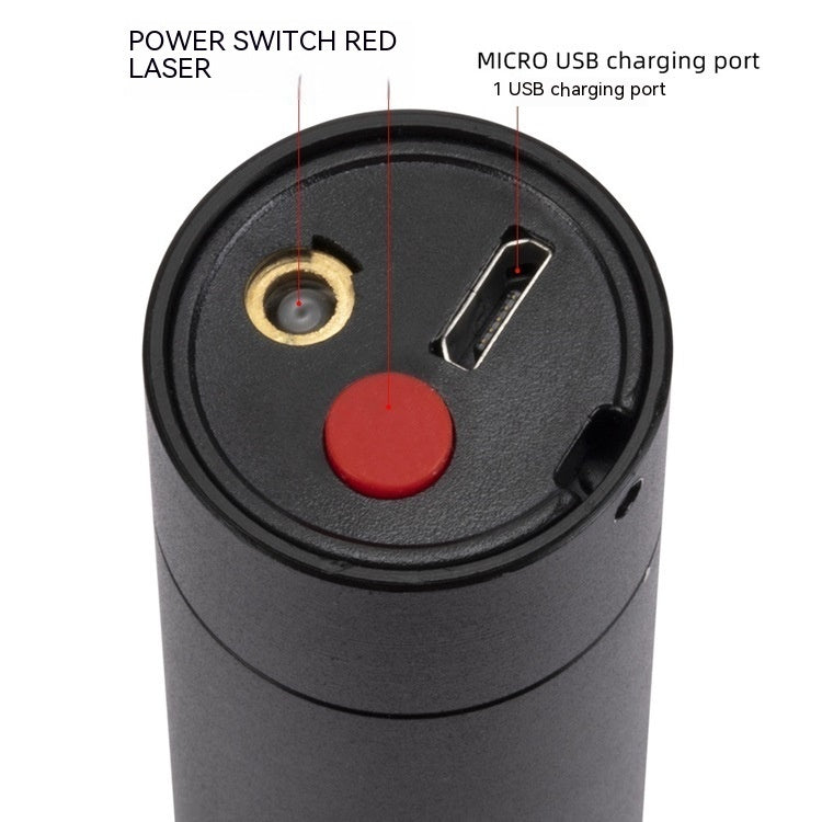 Banknote verification UV lamp with USB charging and red laser switch.