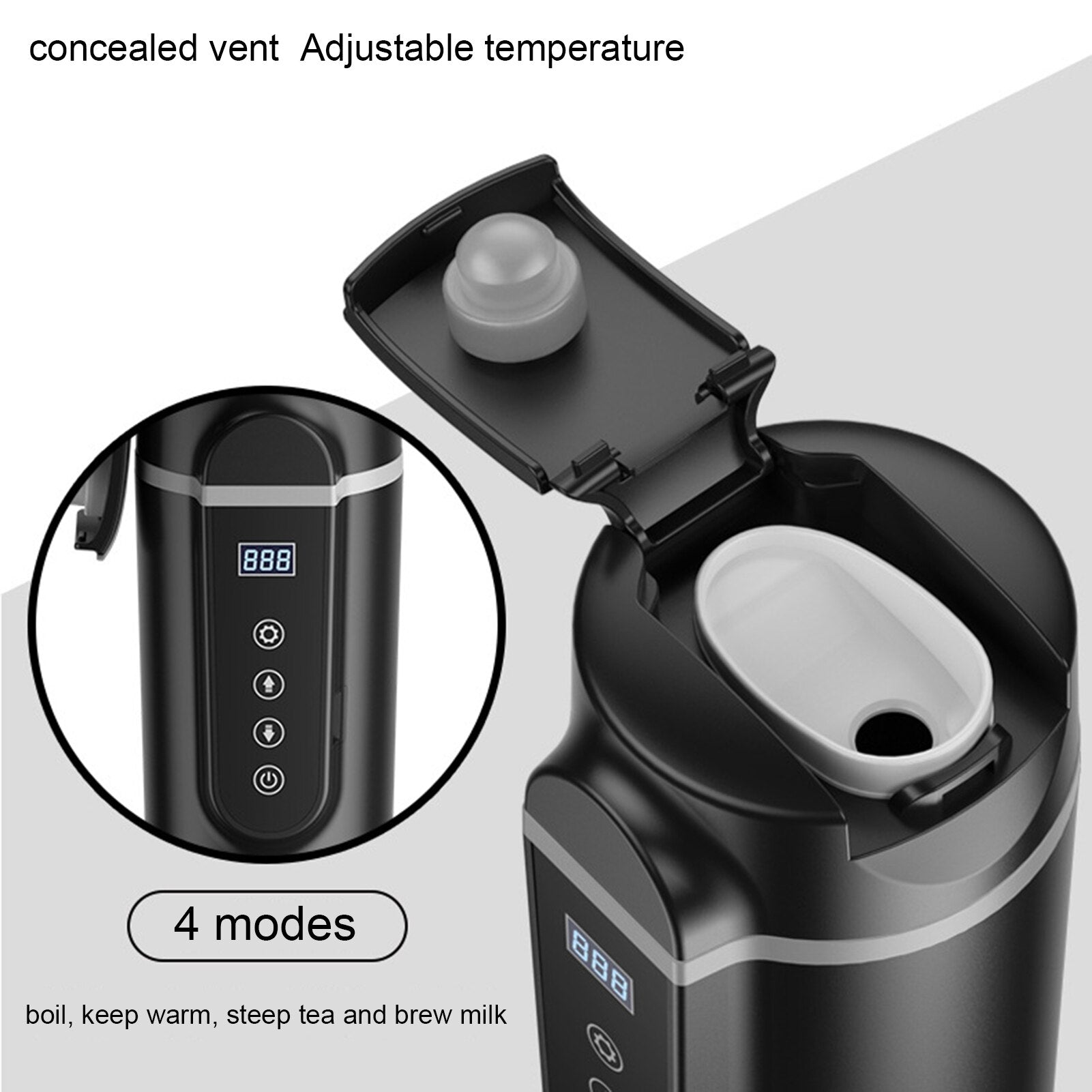 12V/24V 70W-100W Car Heating Cup 420ml Car Heated Smart Mug With Temperature Control Cigarette Lighter Car Kettle Water Heater - KELE SHOP