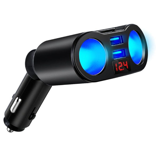 12V 24V Car 2 Way Power Socket Splitter QC3.0 Dual USB Charger LED Voltmetr For Mobile Phone Tablet GPS SUV Truck - KELE SHOP