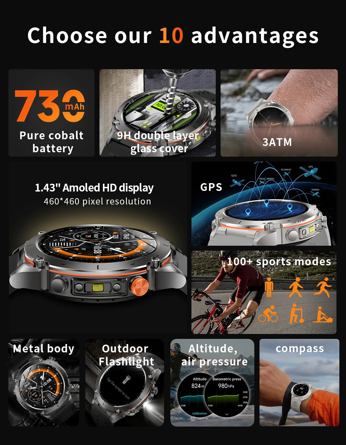 2025 New for Xiaomi GPS + Galileo Built-in Dual-band GNSS Smart Watch Compass 10ATM Waterproof Swim Fitness Tracker Smartwatches