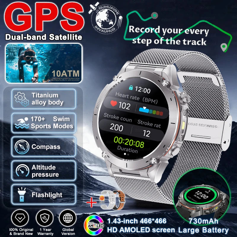2025 New for Xiaomi GPS + Galileo Built-in Dual-band GNSS Smart Watch Compass 10ATM Waterproof Swim Fitness Tracker Smartwatches