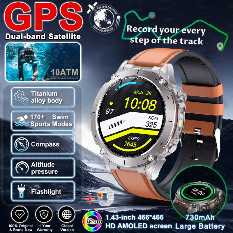 2025 New for Xiaomi GPS + Galileo Built-in Dual-band GNSS Smart Watch Compass 10ATM Waterproof Swim Fitness Tracker Smartwatches