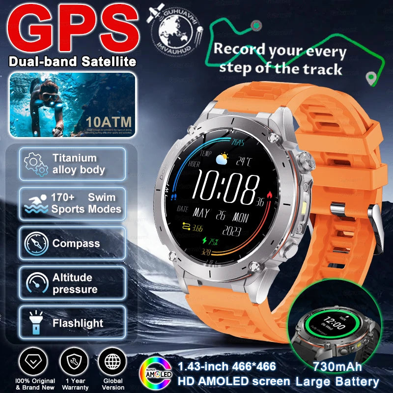 2025 New for Xiaomi GPS + Galileo Built-in Dual-band GNSS Smart Watch Compass 10ATM Waterproof Swim Fitness Tracker Smartwatches