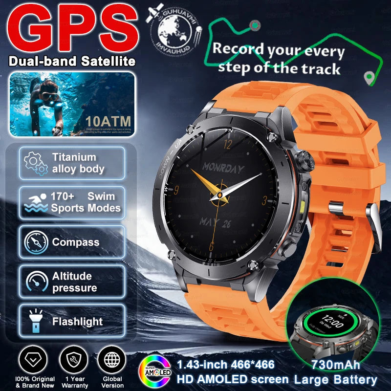 2025 New for Xiaomi GPS + Galileo Built-in Dual-band GNSS Smart Watch Compass 10ATM Waterproof Swim Fitness Tracker Smartwatches