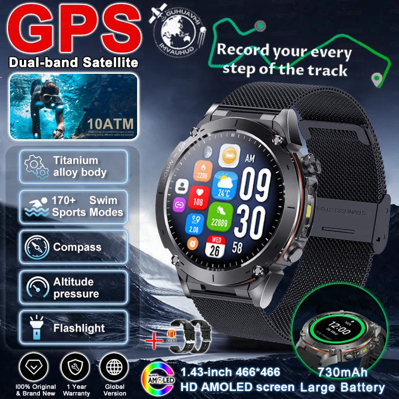 2025 New for Xiaomi GPS + Galileo Built-in Dual-band GNSS Smart Watch Compass 10ATM Waterproof Swim Fitness Tracker Smartwatches