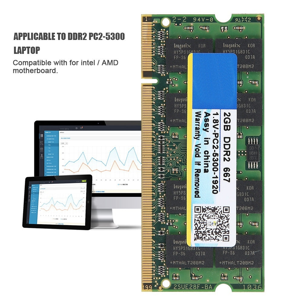xiede DDR2 667MHz 2GB 200Pin for Laptop Motherboard Memory RAM for intel / AMD - KELE SHOP