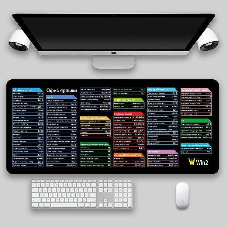 Oversized shortcut key mouse pad for desk, non-slip and thickened, featuring various languages for gaming and office use.